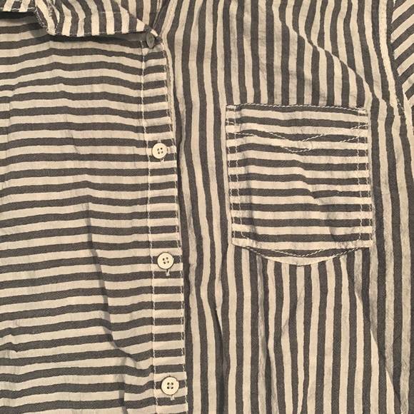 CASLON Striped Long Sleeve Collared Button Down Blouse Blue and White Women’s S - Picture 5 of 12
